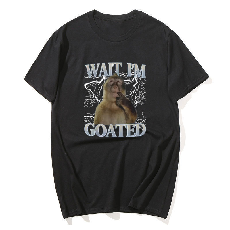 Áo sơ mi tay ngắn nam nữ, họa tiết meme khỉ ngộ nghĩnh, 100% cotton