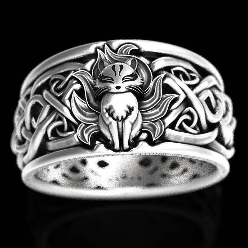 Springevenstar Vintage Chín Đuôi Cáo Nhẫn Dành Cho Nữ Hợp Thời Trang Nhẫn Trang Sức Quà Tặng Có Thể Điều Chỉnh Springevenstar