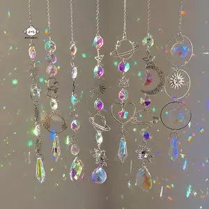 Maybest Treo Mặt Dây Chuyền Pha Lê Sân Vườn Suncatcher Chuông Gió Cầu Vồng Lăng Kính Pha Lê Dây Xích Để Trang Trí Cửa Sổ {VN}