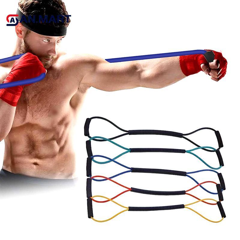 Dây kháng lực cao su 8 hình có tay cầm, tập thể dục, đấm bốc, hỗ trợ đùi chân