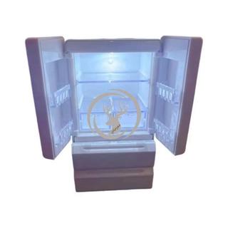 Tủ lạnh hai cửa Mini bật sáng Tủ lạnh nhà búp bê tỷ lệ 1: 12, Mô hình thiết bị nhà bếp thu nhỏ LED