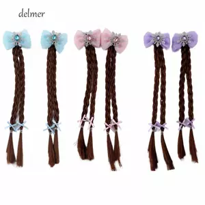 DELMER 2 Chiếc Hoạt Hình Nơ Đuôi Ngựa, Nhiều Màu Sắc Bông Tuyết Bé Gái Bím Tóc Giả, Phụ Kiện Tóc Tổng Hợp Kẹp Tóc Dễ Thương Trẻ Em Đuôi Ngựa Hàng Ngày