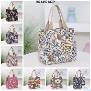 Túi đựng đồ ăn trưa BRBRAA, Túi xách in hình hoạt hình bằng vải Canvas dễ thương, Túi xách thông thường