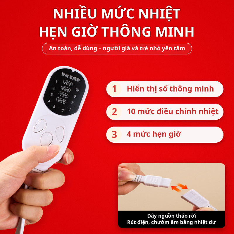 Thảm điện ngải cứu sưởi ấm cơ thể, giãn cơ, giảm đau mỏi xương khớp, thư giãn dễ chịu