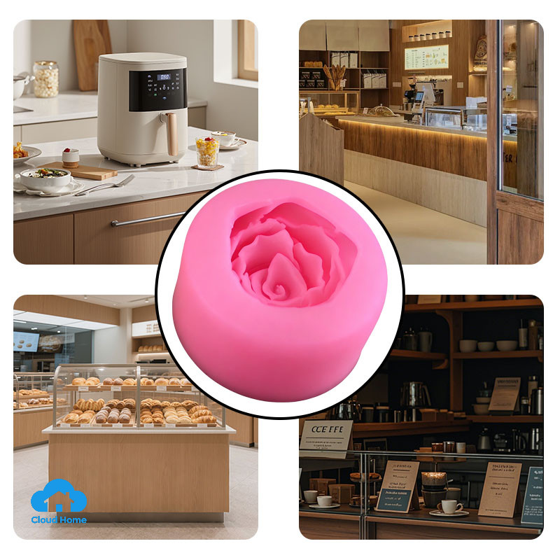 🌤️COD🌤️Khuôn Silicone Tạo Hình Hoa Hồng 3D Trang Trí Bánh-Tạo hình bánh, thạch rau câu, xôi, Khuôn silicon nến