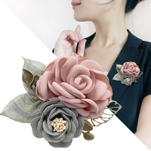 Vải Hoa Trâm Cài Áo Choàng Chuyên Nghiệp Nút Áo Len Áo Sang Trọng Pin Phụ Kiện