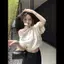 Phong cách Hàn Quốc Áo sơ mi tay phồng cao cấp kiểu dáng mới Áo sơ mi nữ mùa hè kiểu Pháp dáng rộng ngắn quây