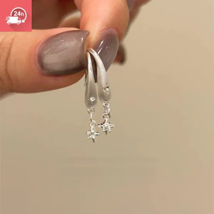 Bông tai nữ bốn sao chải bạc khí chất cổ điển được cá nhân hóa và đa năng