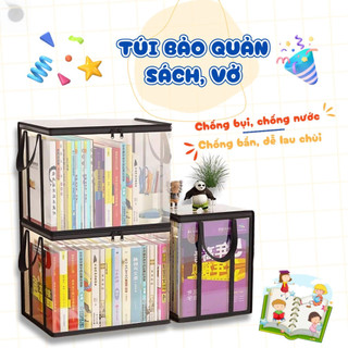 Túi đựng lưu trữ sách, vở, truyện, thú bông, chất liệu PVC trong suốt, có khóa kéo, dễ quan sát, chống bụi bẩn
