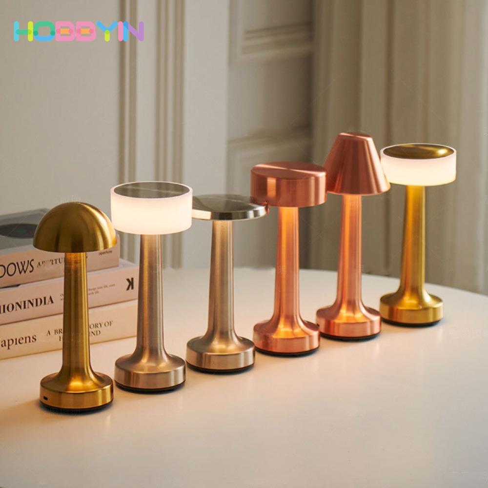 Đèn bàn LED HOBBYIN, Đèn ngủ LED cảm ứng có thể sạc lại USB, Đèn trang trí phòng ngủ 3 màu sáng tạo Retro có thể điều chỉnh độ sáng vô hạn Thanh khách sạn Bàn cà phê