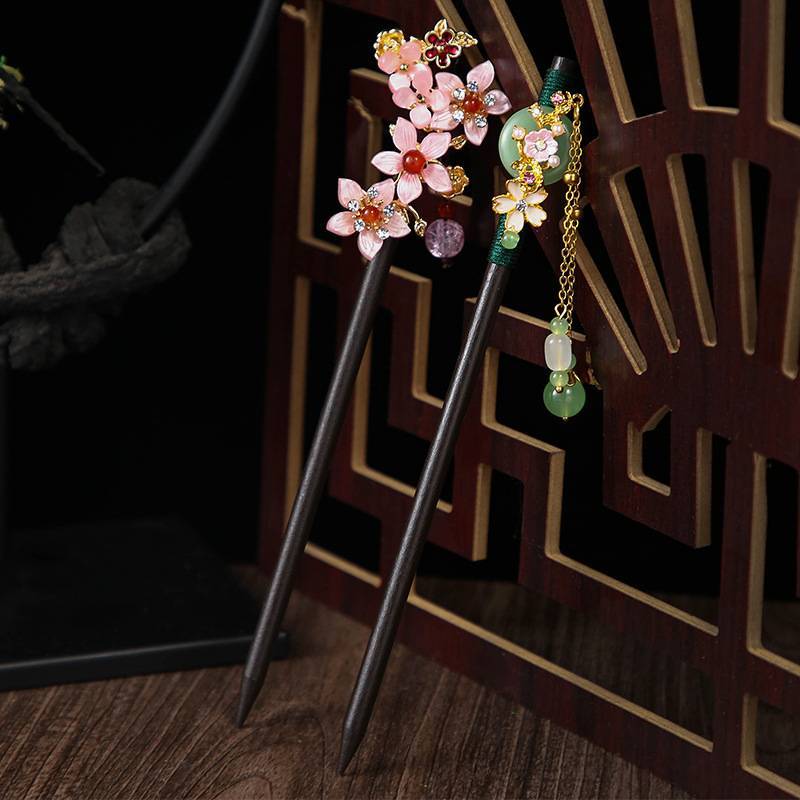 [KvJJL-t] Kẹp tóc bằng gỗ cổ điển Sti Phong cách Trung Quốc Kẹp tóc hoa cuộn dây với sel Phụ kiện tóc nữ thanh lịch cổ điển mới