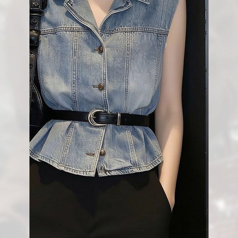 [Giảm giá 50%] Áo sơ mi Denim thông thường phù hợp cho nữ mùa hè 2026 Phong cách mới Pháp Retro Ve áo sơ mi nhỏ Áo sơ mi tinh tế độc đáo