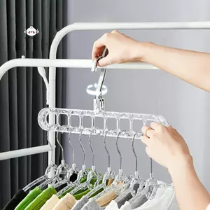 Maybest Móc Treo Quần Áo Chín Lỗ Hộ Gia Đình Nhựa Đỏ Đa Năng Quần Áo Sấy Hiện Vật Ngang Và Dọc Magic Xoay Bold Thiên Tính Móc {VN}