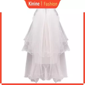 KIN Handmade Hai Lớp Hoa Bé Gái Đám Cưới Viền Dễ Thương Cho Kim Cương Giả Nơ Trẻ Em Sinh Nhật Khiêu Vũ Trang Phục Hóa Trang Pho