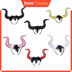 KIN Halloween Dài Demon Ox Sừng Băng Đô Ác Nữ Hoàng Lấp Lánh Tóc Vòng Trang Phục Hóa Trang Phù Thủy Ma Thuật Mũ Phụ Kiện f