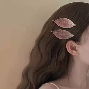 PNPIA- 5 Chiếc Thanh Lịch Gradient Giả Lá Kẹp Tóc Thực Tế Thêu Lá Kẹp Tóc Thời Trang Phụ Kiện Tóc Cho Nữ Bé Gái