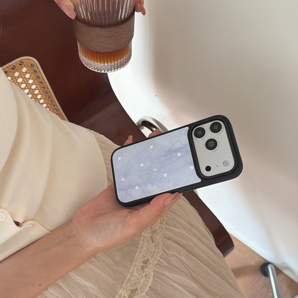 Ốp điện thoại nền màu tím hình ngôi sao cho IPhone 17 Pro Max 17 16 15 14 13 Vỏ bảo vệ chống sốc