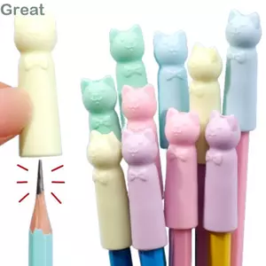 TUYỆT VỜI 10 Chiếc Tẩy, Hình Mèo Chỉnh Văn Phòng Phẩm Bút Chì Nắp Bảo Vệ Nib, Chất Lượng Cao 2 Trong 1 Bút Chì Mở Rộng Học Sinh Quà Tặng