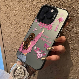 2026 Lucky Girl Thích hợp cho iPhone 17 Pro 16 ProMax XSMax 8plus 13 Pro 15 XR 11 Pro Max 12 ProMax 14 17 ProMax Ốp điện thoại di động chống sốc cạnh mềm mờ