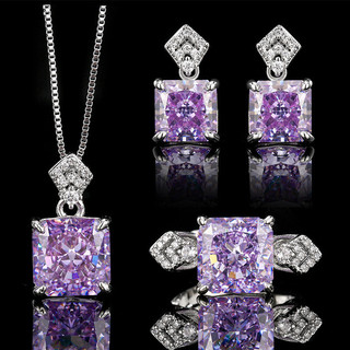 Trang sức phụ kiện mới màu tím phong cách châu Âu - Mỹ, chất liệu kim cương zirconia cao cấp dành cho nữ