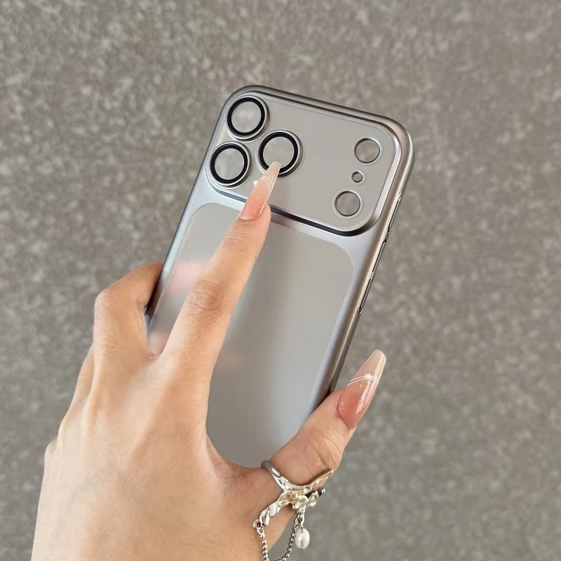 Ốp điện thoại mờ trong suốt cho iPhone 17 Pro 17 Air 16 15 14 13 Pro Max Bảo vệ toàn bộ ống kính Khung màu kim loại