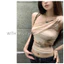 Milyfashion Lưới Slanted Vai In Hình Sling Thiết Kế Retro Slim fit Áo Ngắn Y2K