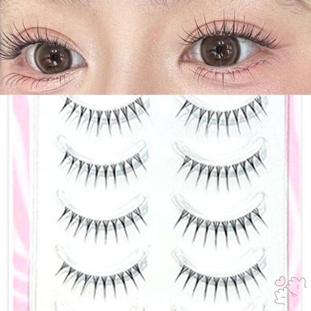 IOIIK 5 cặp--Lông mi giả nhóm nữ phong cách Hàn Quốc tạo vẻ mặt không trang điểm tự nhiên, từng sợi mi rõ ràng - Lông mi giả thân chỉ cá trong suốt nhẹ nhàng trong veo, tạo đôi mắt sinh động