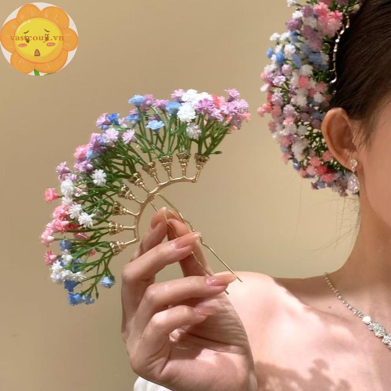 Kẹp Tóc Hình Chữ U Với Hoa Nhân Tạo - Phụ Kiện Tóc Sang Trọng Cho Các Bữa Tiệc