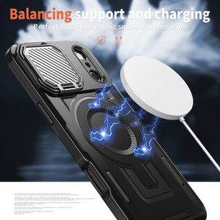 Ốp Điện Thoại Từ Tính Có Giá Đỡ Ống Kính Cho iPhone 17 16 15 14 Pro PROMAX 17 Air Plus 16E Sạc Không Dây Chống Sốc