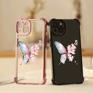 Ốp Điện Thoại Trong Suốt Chống Rơi Bốn Góc Cho OPPO A6 A5 Pro A5X A3X A5i A3 A3i A18 A38 A96 A76 A95 5G Vỏ Bảo Vệ Mạ Bướm