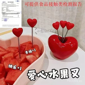 Tình Yêu Nĩa Trái Cây Bộ Sáng Tạo Thép Không Gỉ Hộ Gia Đình Trái Cây Chọn Trẻ Em Dễ Thương Món Tráng Miệng Bánh Nĩa Món Tráng Miệng 2PPC