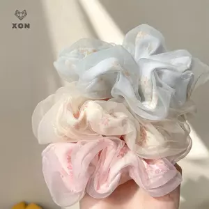 Dây buộc tóc lụa hai lớp organza scrunchies cho bé gái - Phụ kiện tóc thương hiệu Mina