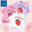 COD (Hồ Chí Minh)DREAMY Áo thun ngắn tay cotton nguyên chất cho trẻ em, phong cách thoải mái, cổ tròn, họa tiết dâu tây