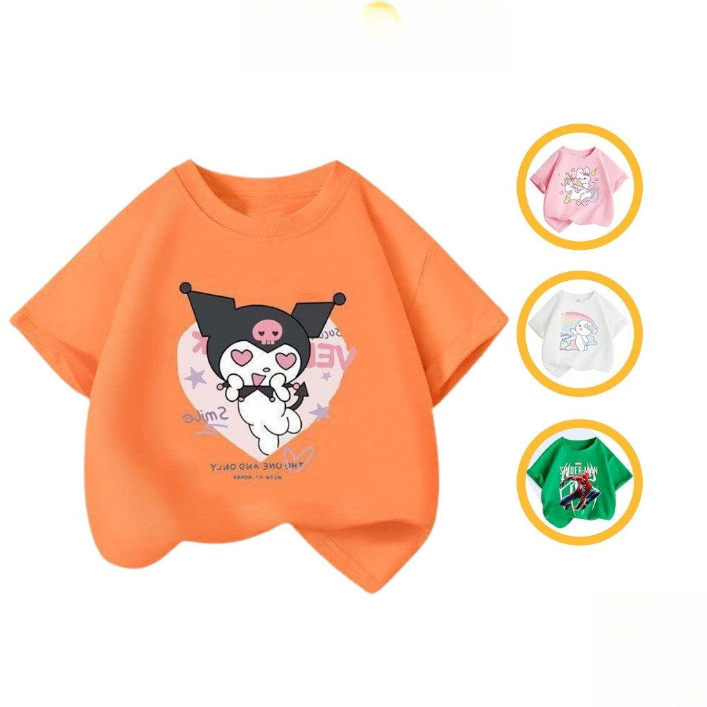 Áo thun cộc tay bé gái chất liệu cotton mềm thoáng mát thấm hút mồ hôi hình dễ thương