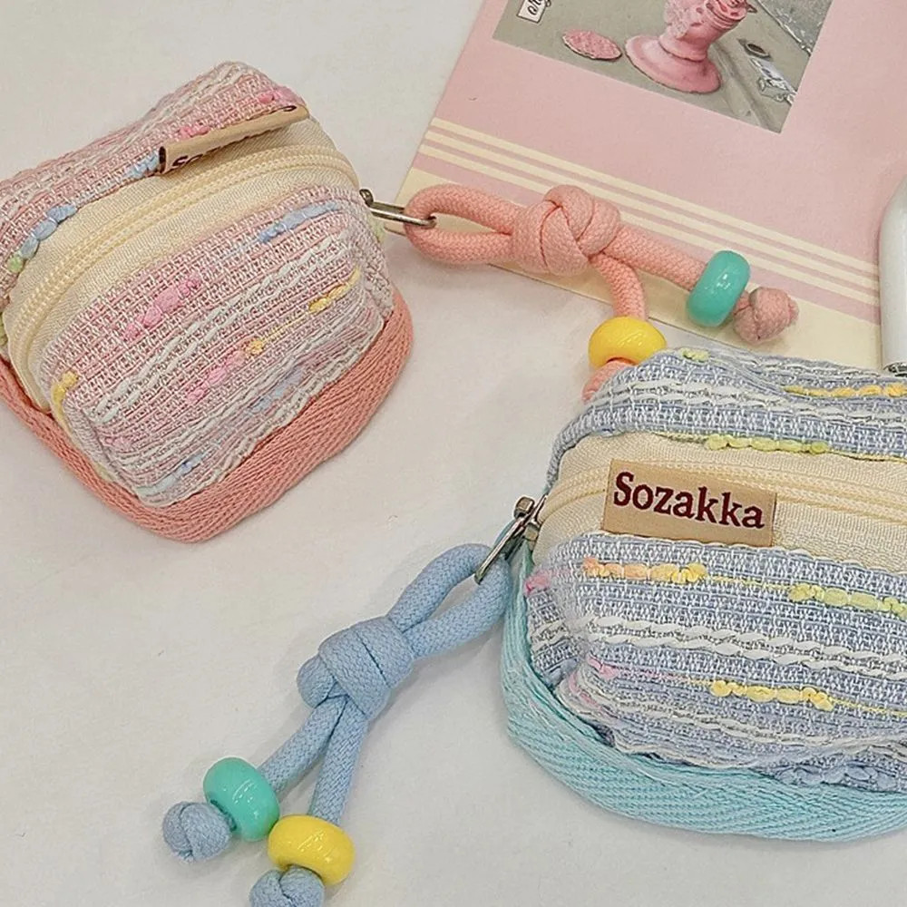 Túi đựng tai nghe dệt kim K Macaron Túi đựng tiền xu nhỏ Ví đựng tai nghe Vỏ bảo vệ trái tim cô gái Túi đeo nhỏ