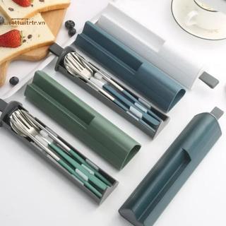 Bộ dụng cụ du lịch bằng thép không gỉ TRTR 304 Bộ dụng cụ tái sử dụng Cắm trại Muỗng nĩa có vỏ Đũa và Flatware Bộ dao kéo di động VN