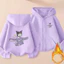 Trẻ em Kuromi Hoạt Hình Zip Áo Khoác Cozy Lông Cừu Có Mũ Trùm Đầu Dễ Thương Hàng Ngày Áo Khoác Ngoài