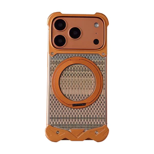 Ốp Lưng Kim Loại Cho iPhone 17 16 15 Pro Max Hợp Kim Nhôm Chống Sốc Bảo Vệ Từ Giá Đỡ Vàng Chủ Đề Bao