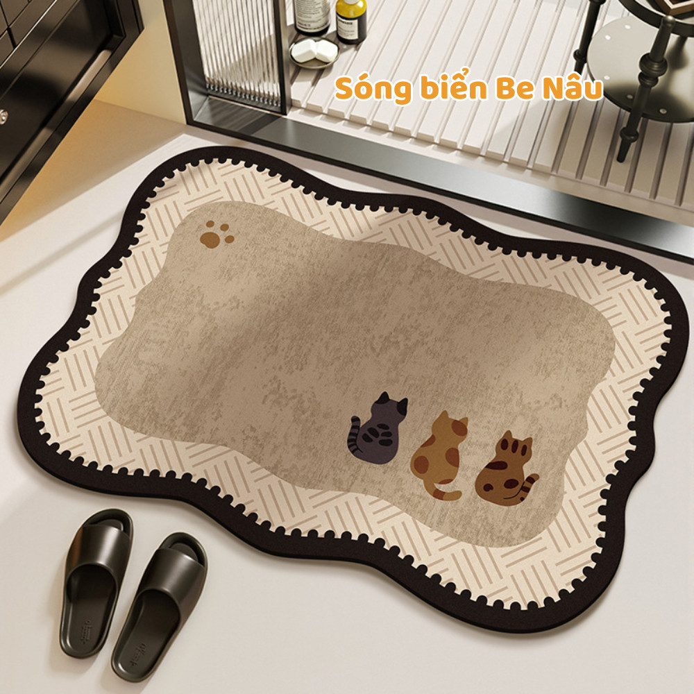 Thảm Trải Sàn Decor Hình Mèo, Thảm Cửa Ra Vào Phòng Ngủ Phòng Khách, Thảm Chùi Chân Êm Mềm