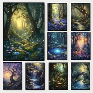Fairy Magic Mysterious Forest Poster Không Khung Tranh Canvas Phòng Khách Treo Tường Nghệ Thuật Trang Trí