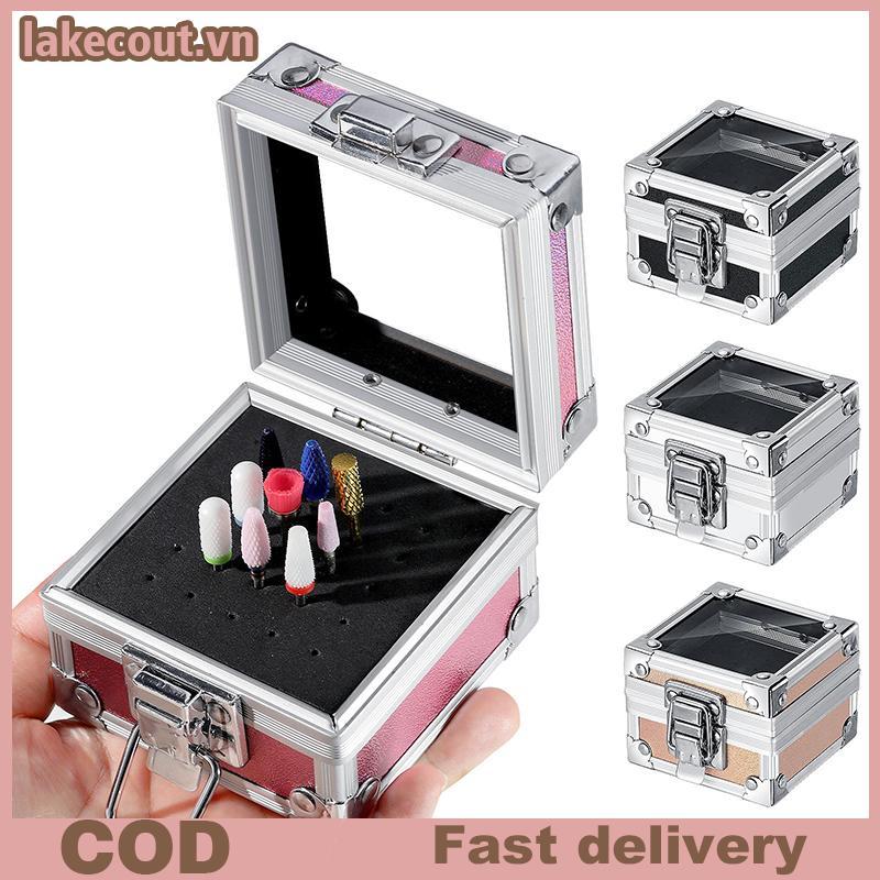 Lưới 25 Khe Móng Tay Nghệ Thuật Mài Đầu Bit Giá Đỡ Hiển Thị Hộp Bảo Quản Móng Tay Khoan Bit Giá Đỡ Hộp Đựng Đứng Hiển Thị Ra hye