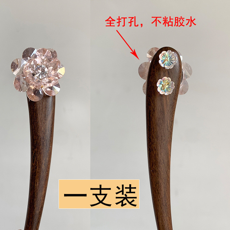 WHX [Fantasy Ice Flower] Phantom Crystal Handmade Kẹp Tóc Thời Trang Đẹp Cao Cấp Gỗ Đàn Hương Kẹp Tóc Phụ Kiện Tóc Trung Quốc Quà Tặng