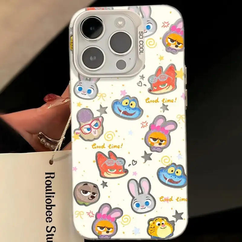 Ốp lưng họa tiết Zootopia da PU, thiết kế độc đáo chống trầy tốt Bảo Vệ Camera Cấp iPhone 17/16/15/14/13/12/11/X/XS Max
