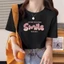 Thời trang mới tay ngắn chữ cổ tròn mùa hè áo thun mới dáng rộng thường ngày giảm béo cho nữ