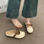 Baotou Nửa Dép Nữ Mặc Ngoài 2026 Siêu Nóng Đế Bằng Slip-On Lười Nửa Hỗ Trợ