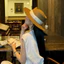 VN Classic < Old Money} Mũ rơm viền phẳng phong cách dành cho nữ, Mũ chống nắng đi biển mùa hè, Mũ chống nắng Fidora.