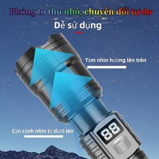 Đèn pin laser trắng màn hình kỹ thuật số, siêu sáng, thời lượng pin dài, đèn pin sửa chữa khẩn cấp đa chức năng ngoài