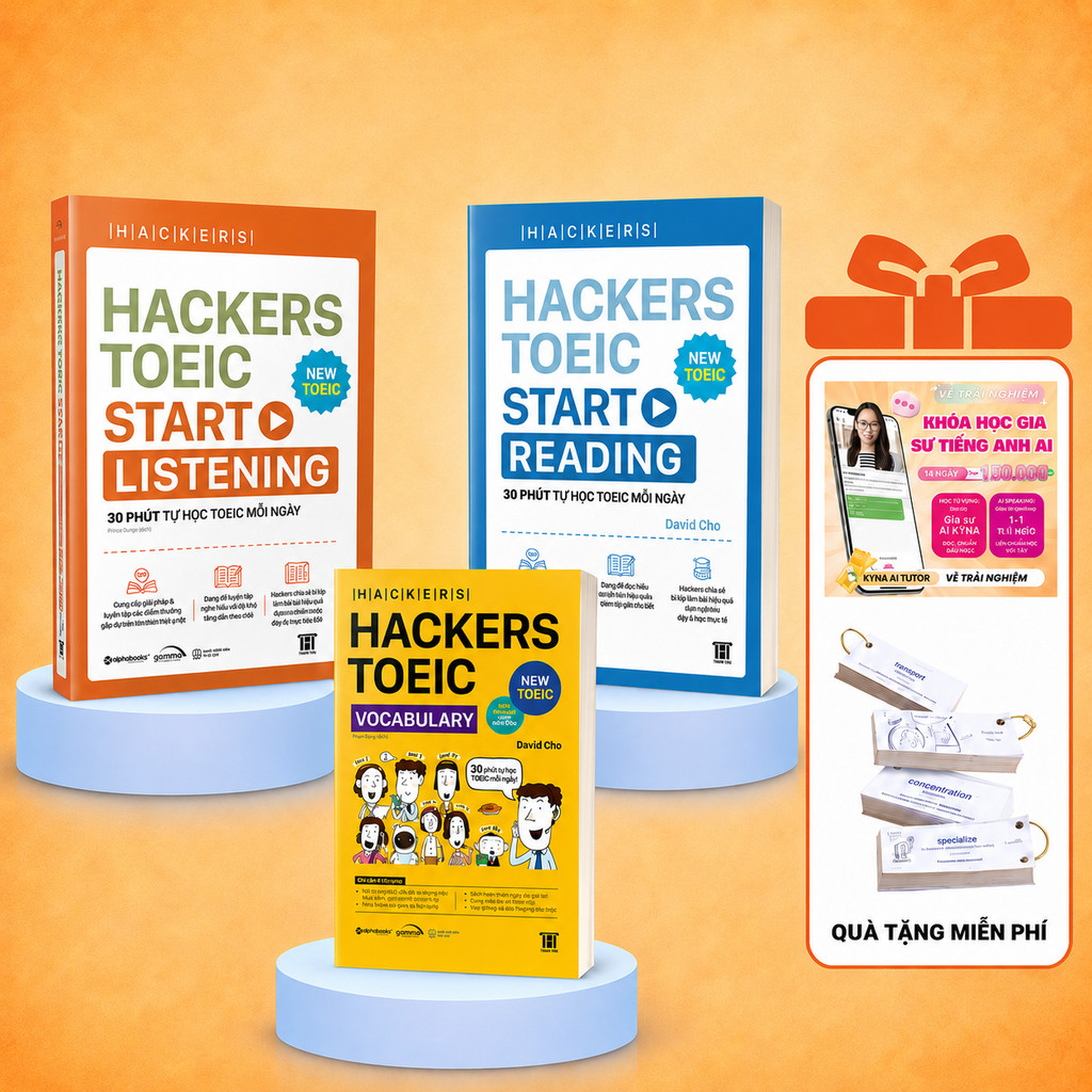 Sách - Lẻ/Combo Hackers TOEIC : VOCABULARY + READING + LISTENING - Kèm lời giải (Gamma books)