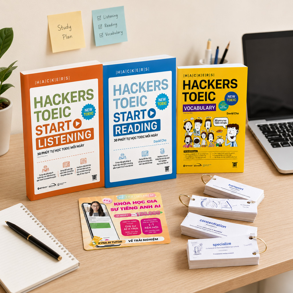 Sách - Lẻ/Combo Hackers TOEIC : VOCABULARY + READING + LISTENING - Kèm lời giải (Gamma books)