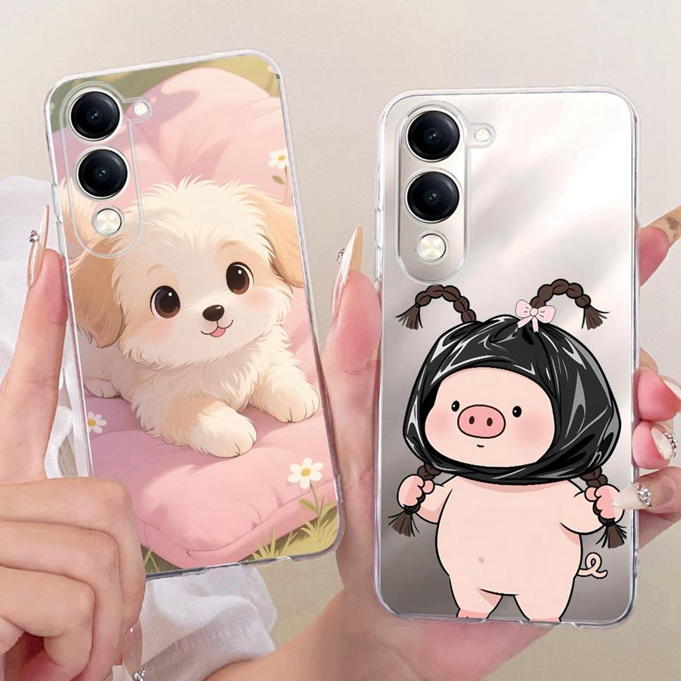 Dành Cho Vivo Y04 Y04s 4G Y19 Y19s Y29s 5G Ốp Điện Thoại Đáng Yêu Mèo May Mắn Túi In Hình Vỏ Silicon Mềm Trong Suốt